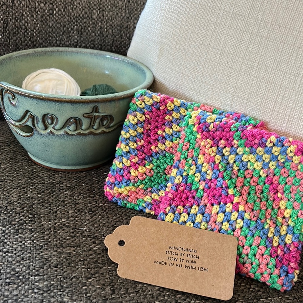 NWT 2 Coasters Made in USA with 100% recycled cotton! Perfect to use as trivet!